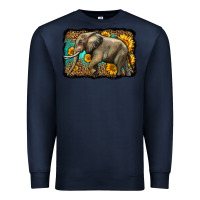 Navy western sunflowers elephant Premium Sweatshirt - LillyAllenDesigns