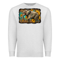 Oatmeal Heather western sunflowers elephant Premium Sweatshirt - LillyAllenDesigns