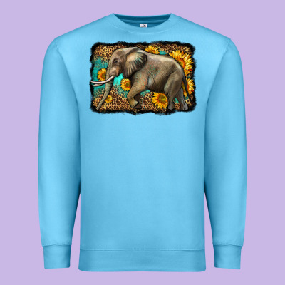 Western Sunflowers Elephant Premium Sweatshirt Designed By Lillyallendesigns