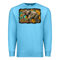 Ocean Blue western sunflowers elephant Premium Sweatshirt - LillyAllenDesigns