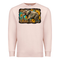 Pale Pink western sunflowers elephant Premium Sweatshirt - LillyAllenDesigns