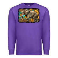 Purple western sunflowers elephant Premium Sweatshirt - LillyAllenDesigns