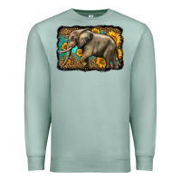 Seafoam western sunflowers elephant Premium Sweatshirt - LillyAllenDesigns