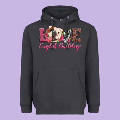 Love English Bulldogs Heavyweight Hoodie Designed By Artiststas