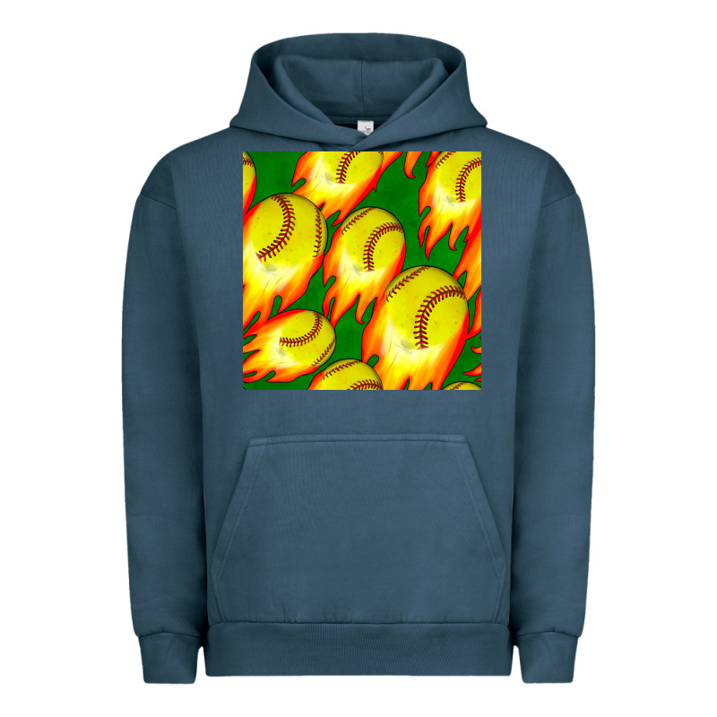 Softball Fire Ball Seamless Pattern Urban Hoodie by BundleAndBundleShop | Teevron