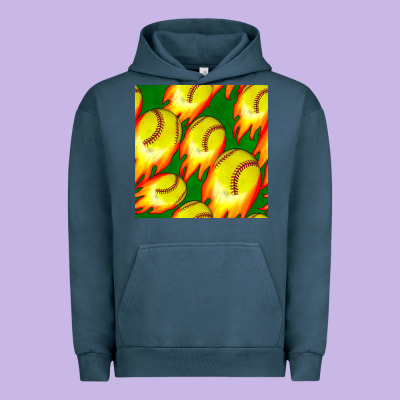 Softball Fire Ball Seamless Pattern Urban Hoodie Designed By Bundleandbundleshop