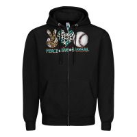 Black peace love baseball Zipper Hoodie - CowhideDigitalArt