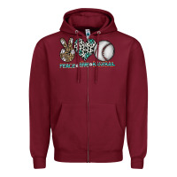 Burgundy peace love baseball Zipper Hoodie - CowhideDigitalArt