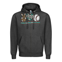 Peace Love Baseball Zipper Hoodie | Teevron