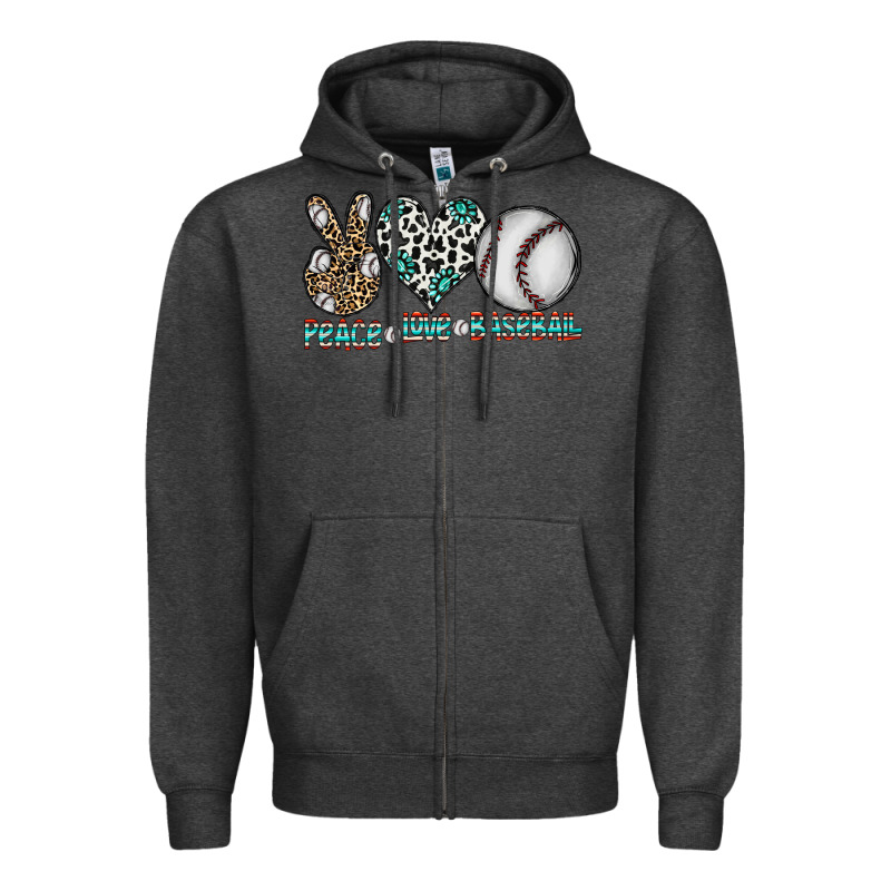 Peace Love Baseball Zipper Hoodie by CowhideDigitalArt | Teevron
