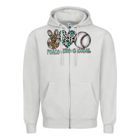 Dove Grey peace love baseball Zipper Hoodie - CowhideDigitalArt