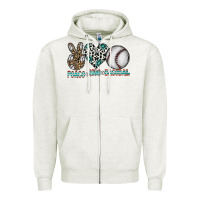 Oatmeal Heather peace love baseball Zipper Hoodie - CowhideDigitalArt