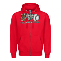 Red peace love baseball Zipper Hoodie - CowhideDigitalArt