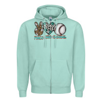 Seafoam peace love baseball Zipper Hoodie - CowhideDigitalArt