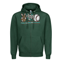 Sports Green peace love baseball Zipper Hoodie - CowhideDigitalArt