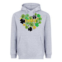 Heather Grey lucky heart shaped clover Heavyweight Hoodie - AdoDesignShop
