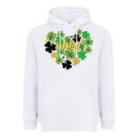 White lucky heart shaped clover Heavyweight Hoodie - AdoDesignShop