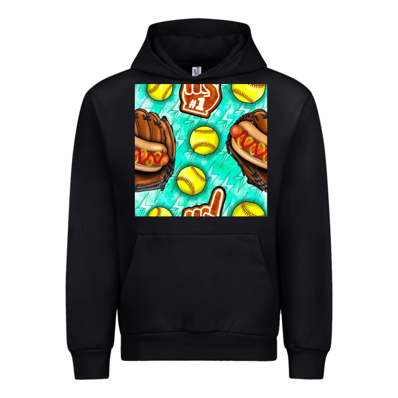 Softball Glove And Hotdog Seamless Pattern Urban Hoodie by BundleAndBundleShop | Teevron