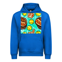 Cobalt softball glove and hotdog seamless pattern Urban Hoodie - BundleAndBundleShop