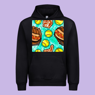 Softball Glove And Hotdog Seamless Pattern Urban Hoodie Designed By Bundleandbundleshop