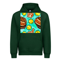 Forest Green softball glove and hotdog seamless pattern Urban Hoodie - BundleAndBundleShop