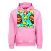 Fuchsia Pink softball glove and hotdog seamless pattern Urban Hoodie - BundleAndBundleShop