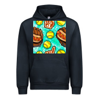 Navy softball glove and hotdog seamless pattern Urban Hoodie - BundleAndBundleShop
