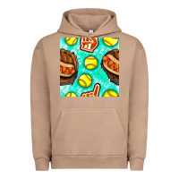 Pigment Burro softball glove and hotdog seamless pattern Urban Hoodie - BundleAndBundleShop