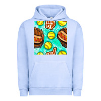 Pigment Grape Ice softball glove and hotdog seamless pattern Urban Hoodie - BundleAndBundleShop