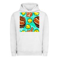 Pigment Lunar Rock softball glove and hotdog seamless pattern Urban Hoodie - BundleAndBundleShop