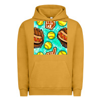Pigment Peanut Butter softball glove and hotdog seamless pattern Urban Hoodie - BundleAndBundleShop