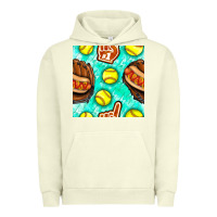 Pigment Pistachio softball glove and hotdog seamless pattern Urban Hoodie - BundleAndBundleShop