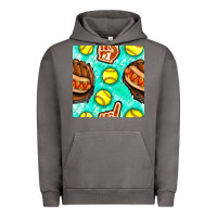 Pigment Tornado softball glove and hotdog seamless pattern Urban Hoodie - BundleAndBundleShop
