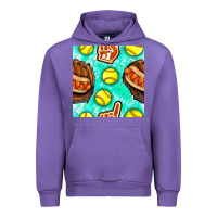 Tulip softball glove and hotdog seamless pattern Urban Hoodie - BundleAndBundleShop