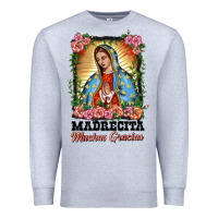 Heather Grey madrecita muchas gracias lady of Guadalupe Premium Sweatshirt - BarkalooDesign