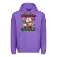 Purple all i want for christmas is more books Premium Hoodie - MaliasSmallBusiness