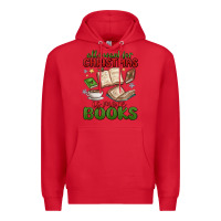 Red all i want for christmas is more books Premium Hoodie - MaliasSmallBusiness