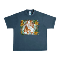Midnight Navy Bunny With Flower Leopard Urban Heavy Tee - RanaPortraitStore
