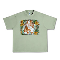 Oil Green Bunny With Flower Leopard Urban Heavy Tee - RanaPortraitStore