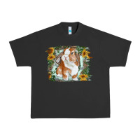 Pigment Black Bunny With Flower Leopard Urban Heavy Tee - RanaPortraitStore