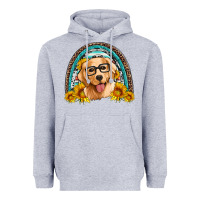 Heather Grey golden retriever rainbow Heavyweight Hoodie - Artiststas