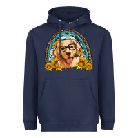 Navy golden retriever rainbow Heavyweight Hoodie - Artiststas