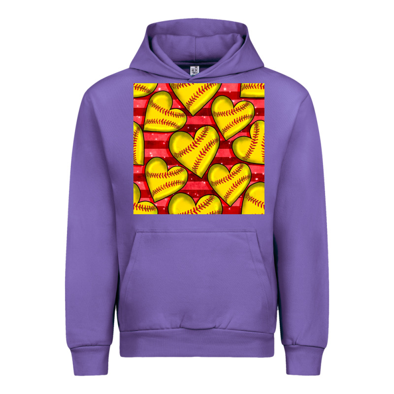 Softball Hearts Seamless Pattern Urban Hoodie by BundleAndBundleShop | Teevron