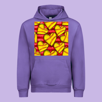 Softball Hearts Seamless Pattern Urban Hoodie Designed By Bundleandbundleshop