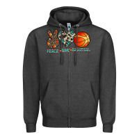 Charcoal Heather peace love basketball Zipper Hoodie - CowhideDigitalArt