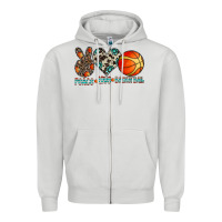 Dove Grey peace love basketball Zipper Hoodie - CowhideDigitalArt