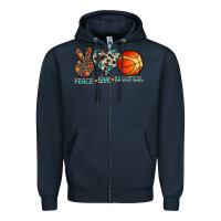 Navy peace love basketball Zipper Hoodie - CowhideDigitalArt