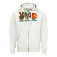 Oatmeal Heather peace love basketball Zipper Hoodie - CowhideDigitalArt