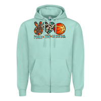 Seafoam peace love basketball Zipper Hoodie - CowhideDigitalArt