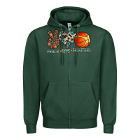 Sports Green peace love basketball Zipper Hoodie - CowhideDigitalArt